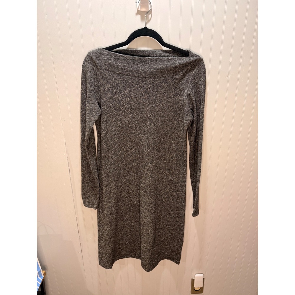 Eileen Fisher Womens Grey‎ Marl Knit Boat Neck Long Sleeve Shift Dress XS
